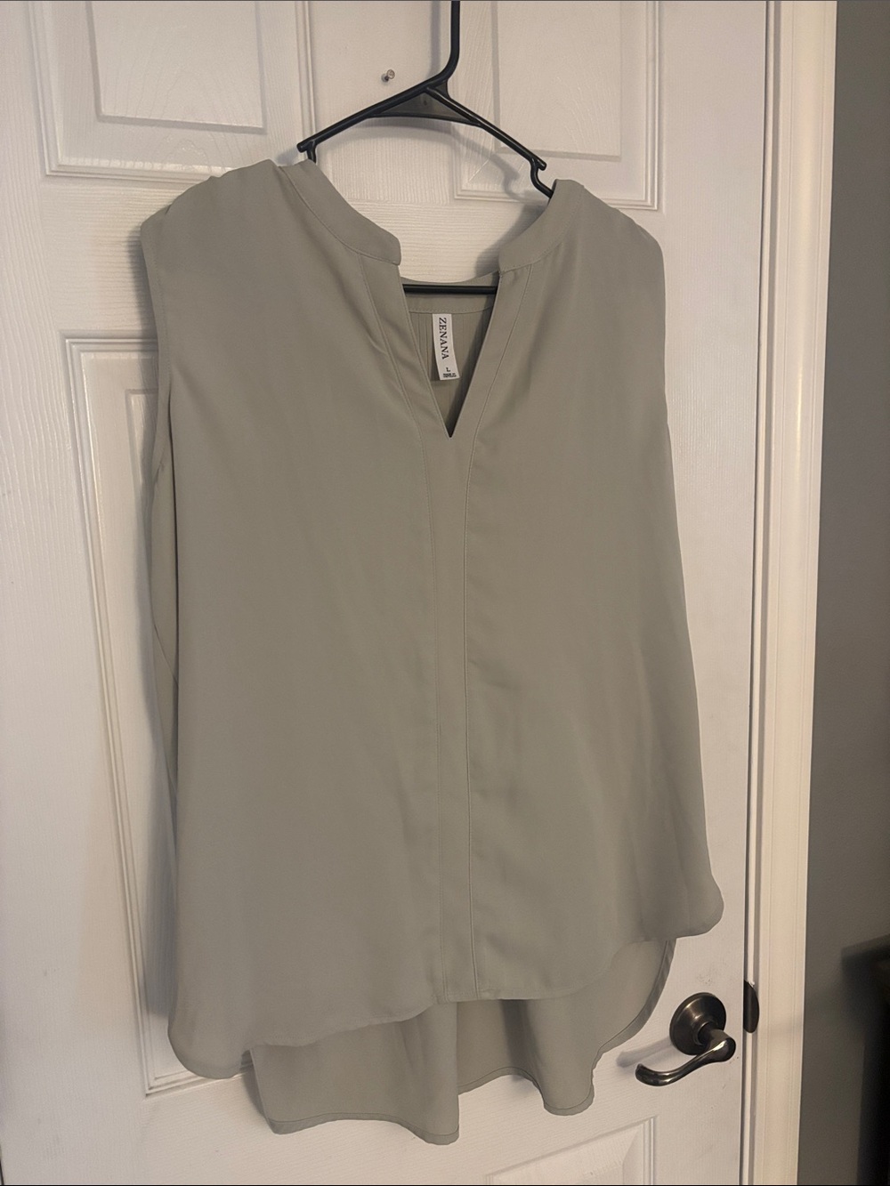 Zenana Outfitters Sage Sleeveless V-Neck High-Low Blouse